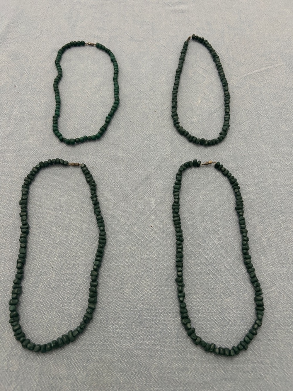 Green Beaded Necklace - Classic Natural Stone Strand set of 4 NEW
